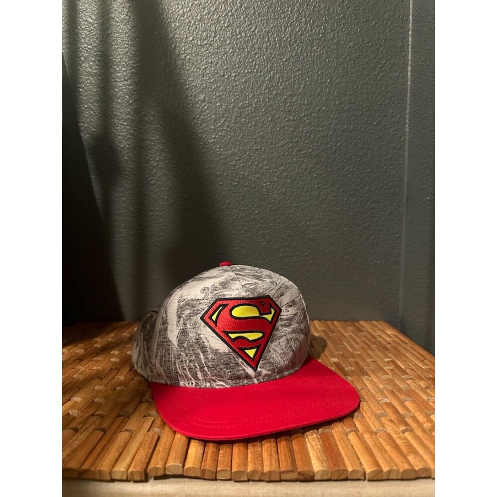 Superman Hat Cap Youth Neon Yellow Red Snapback Adjustable Hat